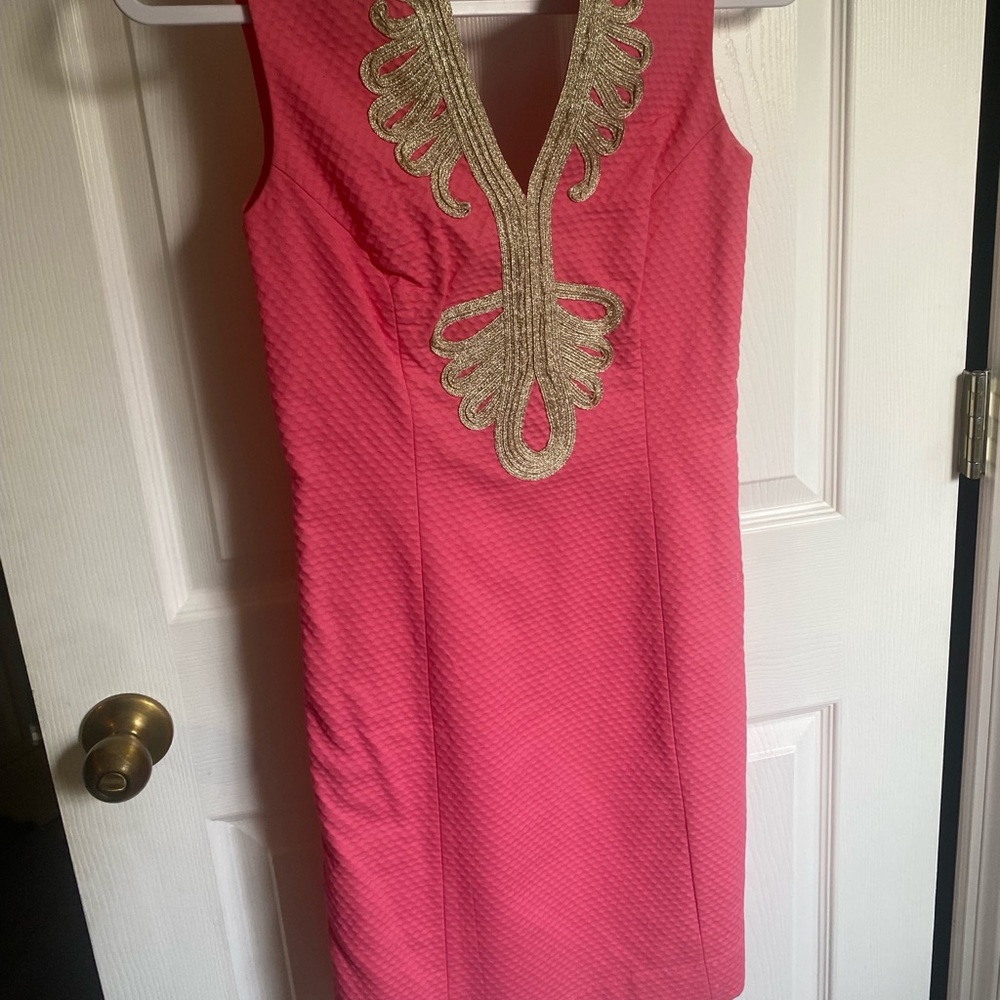 Lilly Pulitzer coral and gold